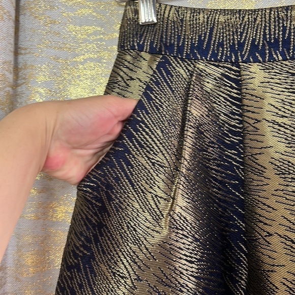 Club Monaco Women’s Joelle Shimmery Jacquard Gold Skirt Size 4 - Picture 5 of 15
